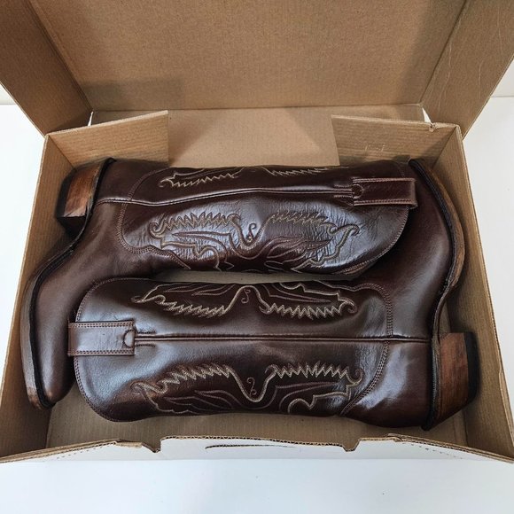 24. Cowboy (girl) boots - Alberta Boots Co. Brown leather. Size 9.5 B - Picture 2 of 9